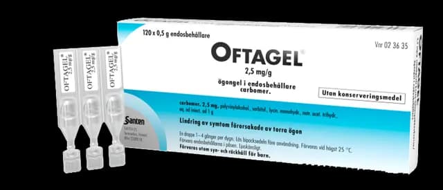 Oftagel, ögongel i endosbehållare 2,5 mg/g 120 st