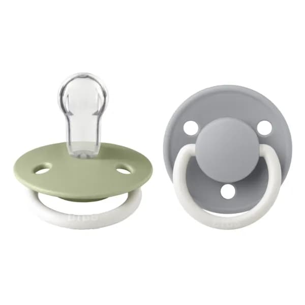BIBS De Lux Silicone Onesize Sage GLOW/Cloud GLOW 2-pack
