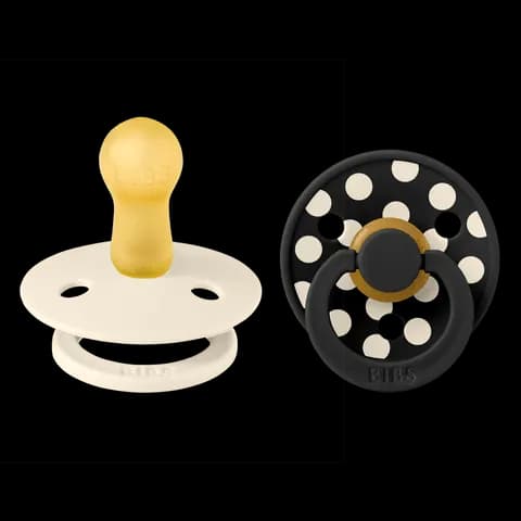 BIBS Studio Colour Polka Latex Size 2 Ivory/Black 2-pack