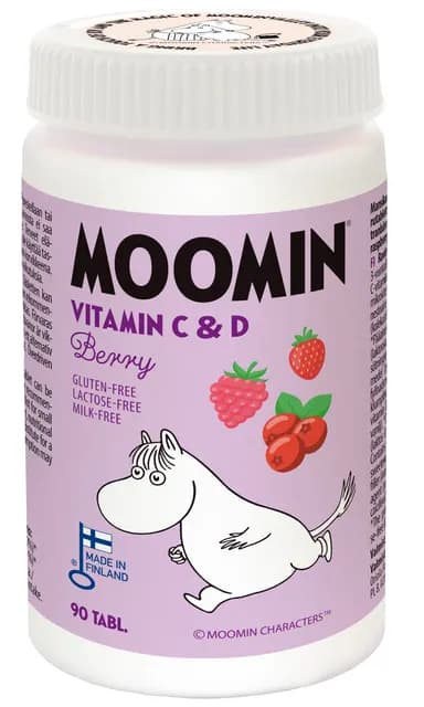 Moomin Vitamin C & D Röda Bär 90 tuggtabletter