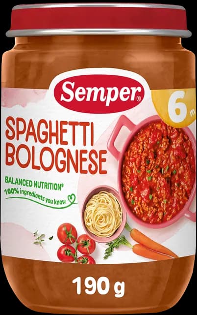 Semper Spaghetti Bolognese 6 månader 190 g