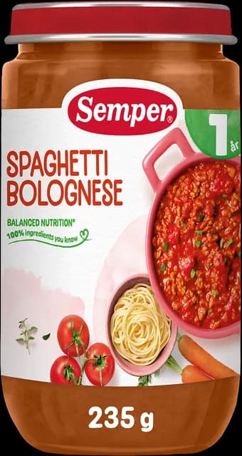 Semper Spaghetti Bolognese 1 år 235 g