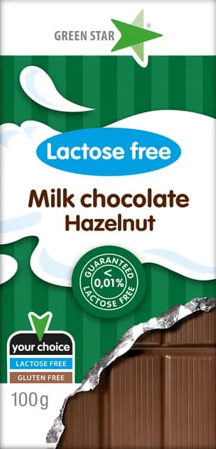Green Star Mjölkchoklad Hasselnöt Laktosfri 100 g