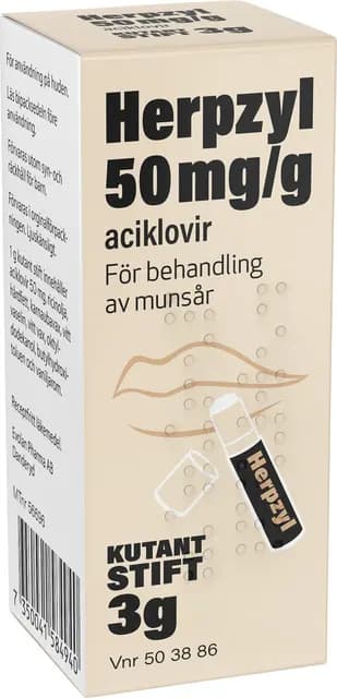 Herpzyl Aciklovir Stift mot Munsår 50 mg/g 3 g