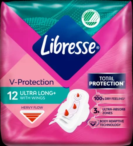 Libresse Binda Ultra+ Long med vingar 12 st