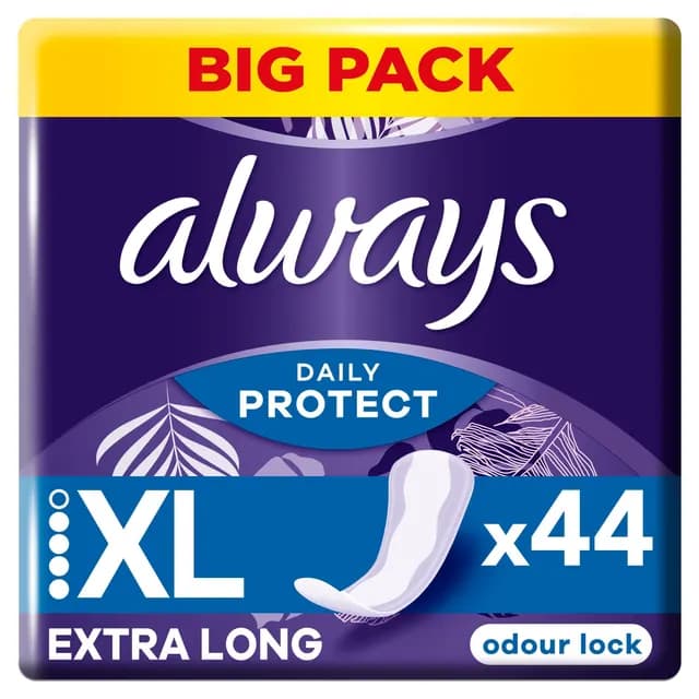 Always Dailies Long Plus Extra Protect Trosskydd Med Mild Doft 44 st