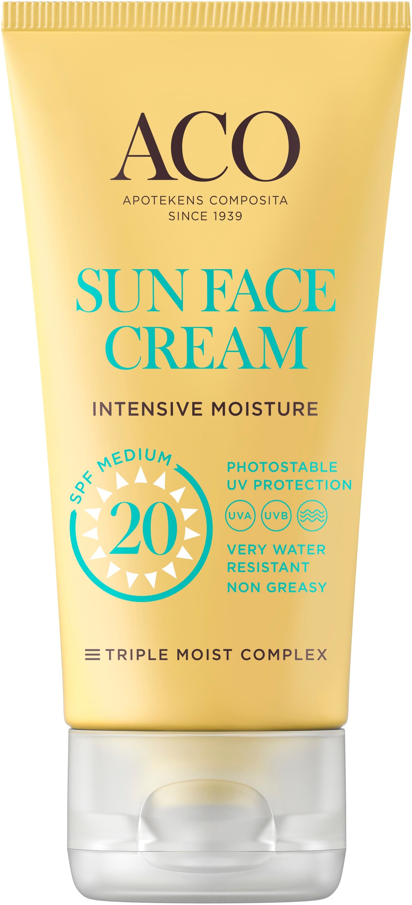 ACO Sun Face Cream SPF20 Parfymfri Solskydd Ansikte 50 ml