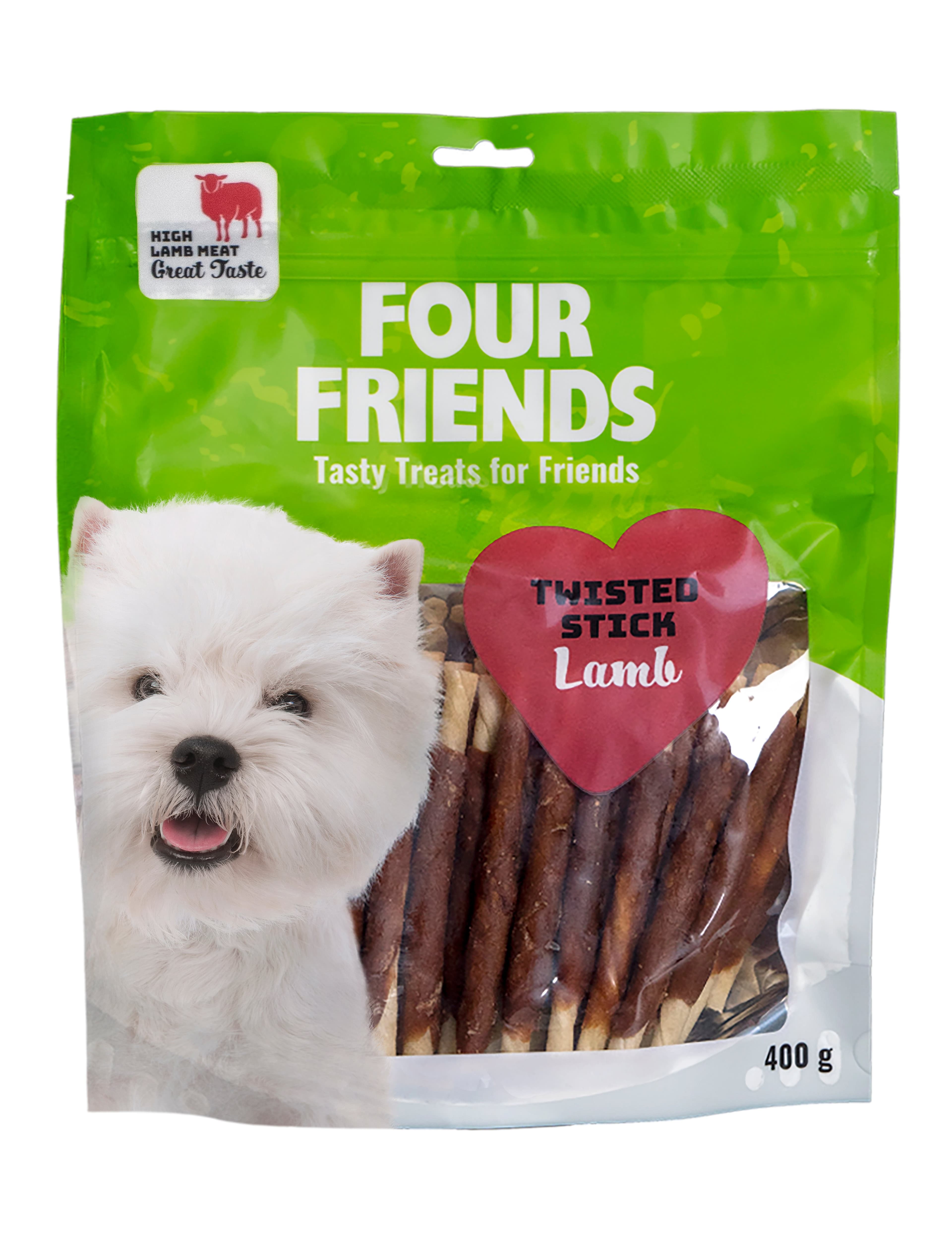 FourFriends Dog Twisted Stick Lamb 12,5 cm 40 st