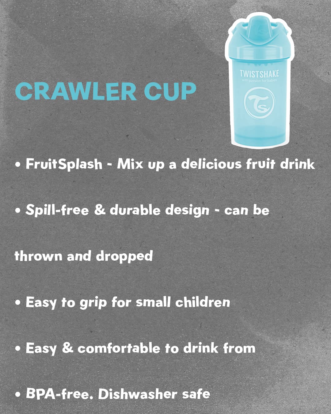 Twistshake Crawler Cup 300 ml 8+m Pastell Blå - produktbild 3