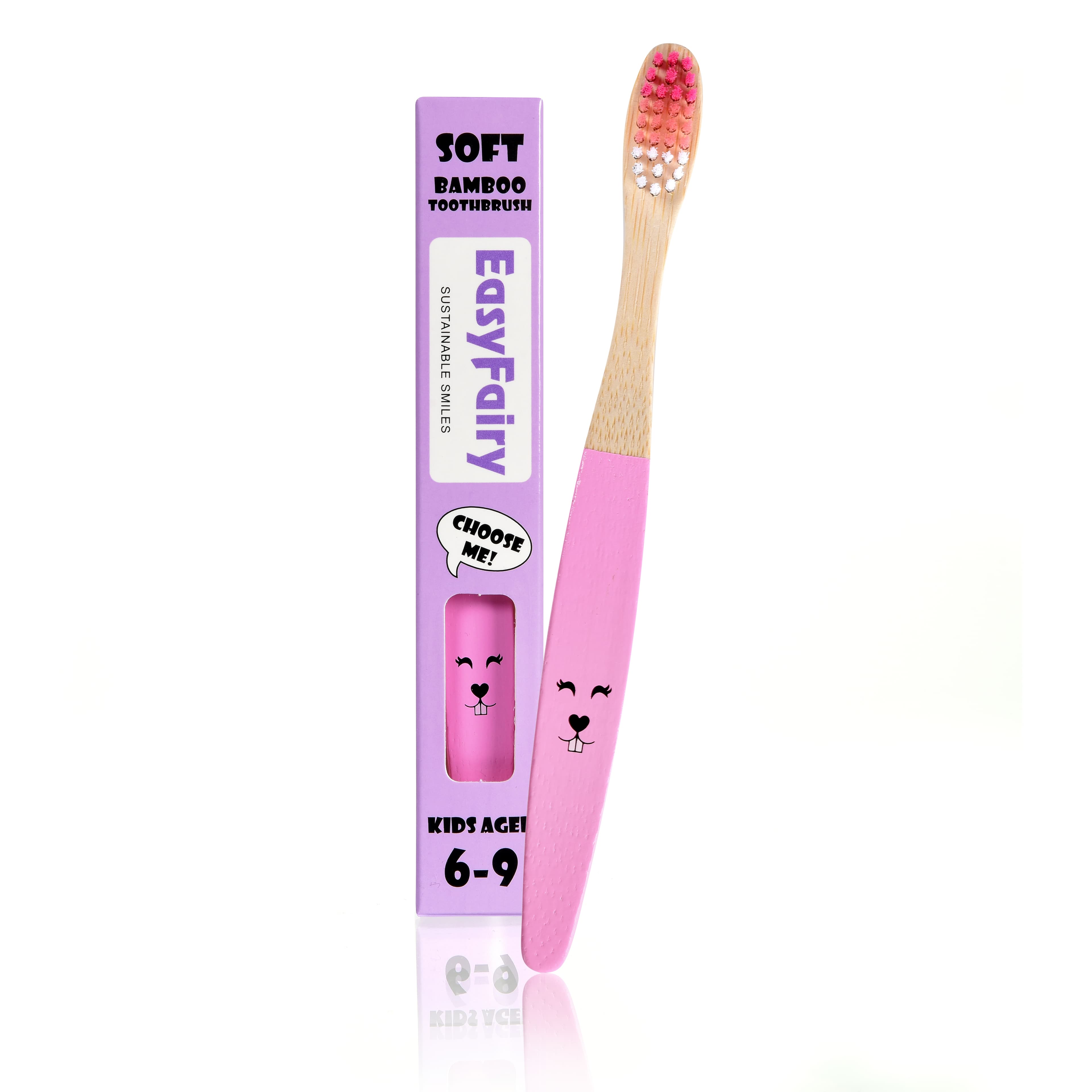 EasyFairy Bambutandborste Pink 6-9 år