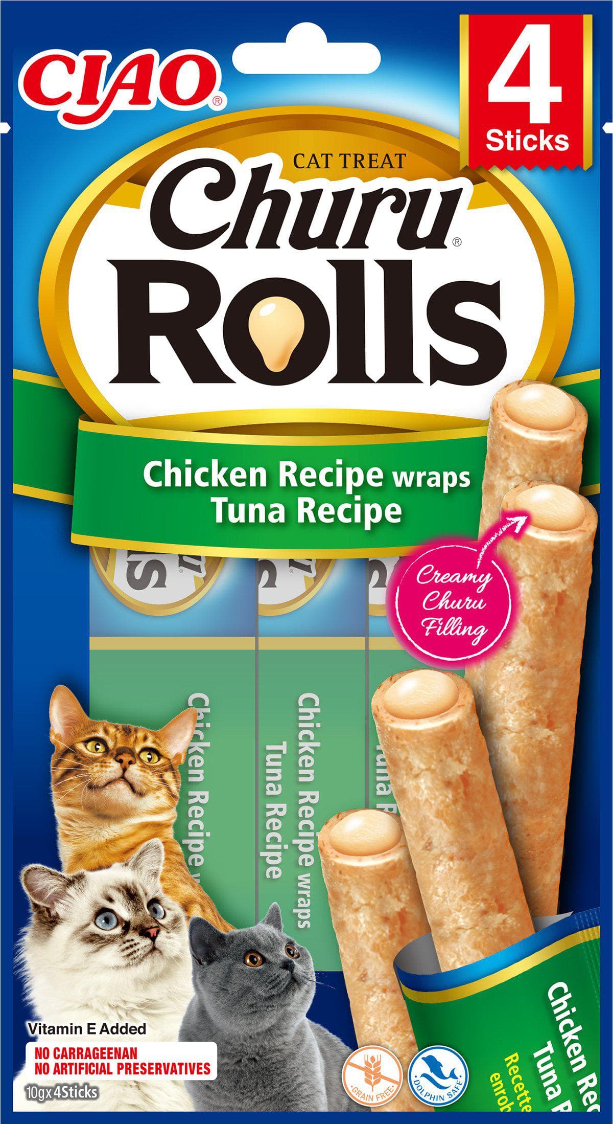 Churu Cat Rolls Chicken and Tuna Wrap 4 st