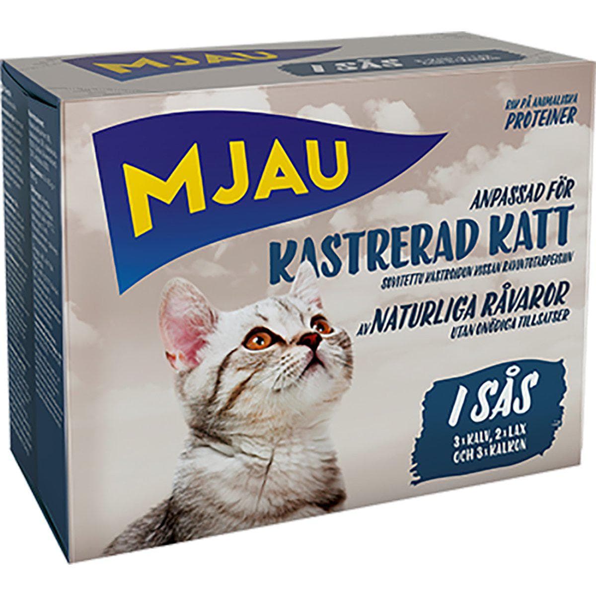 Mjau Pouch Multibox Kastrerad i Sås 8x85 g