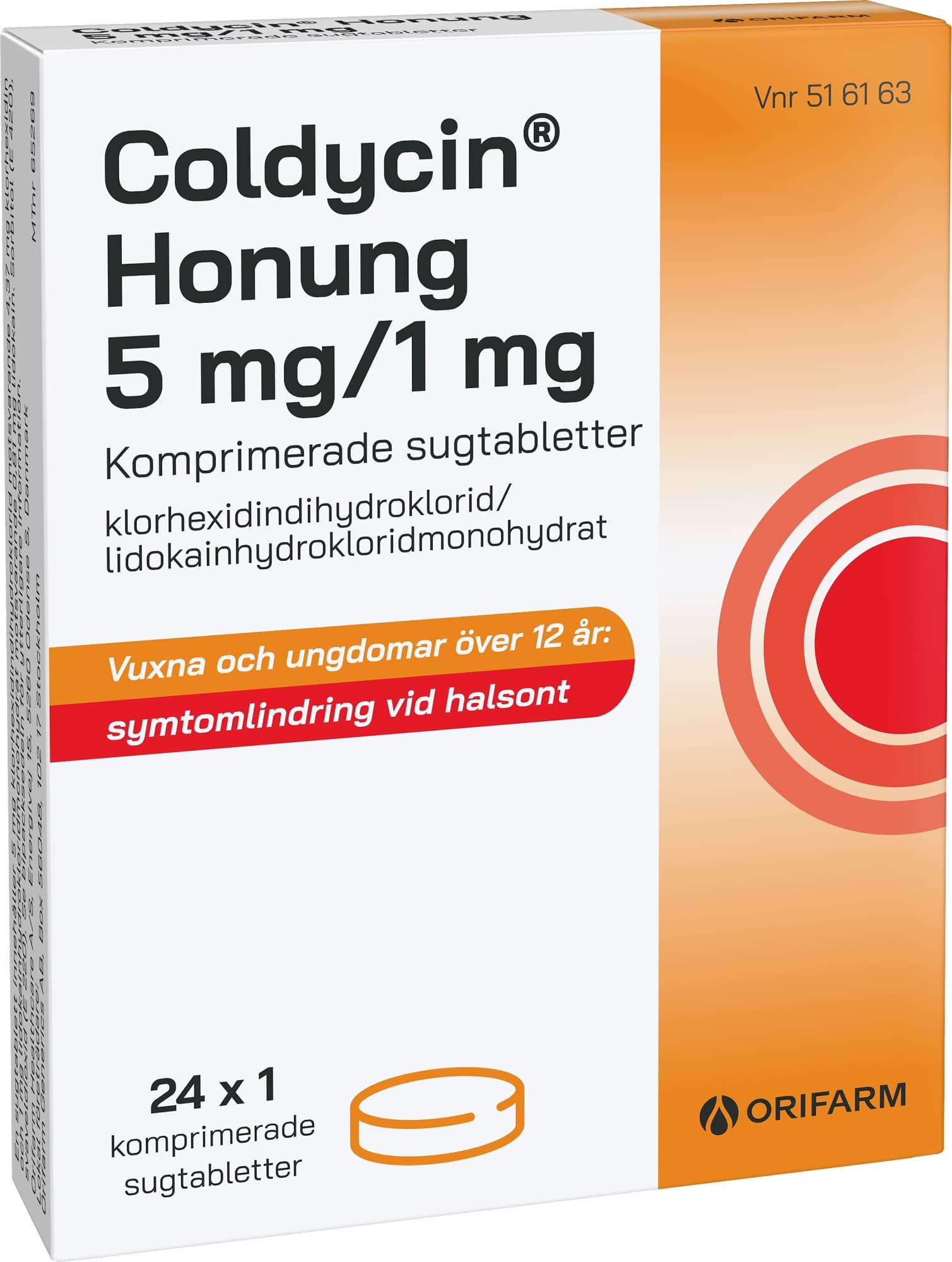 Coldycin Honung 5 mg/1 mg 24 sugtabletter