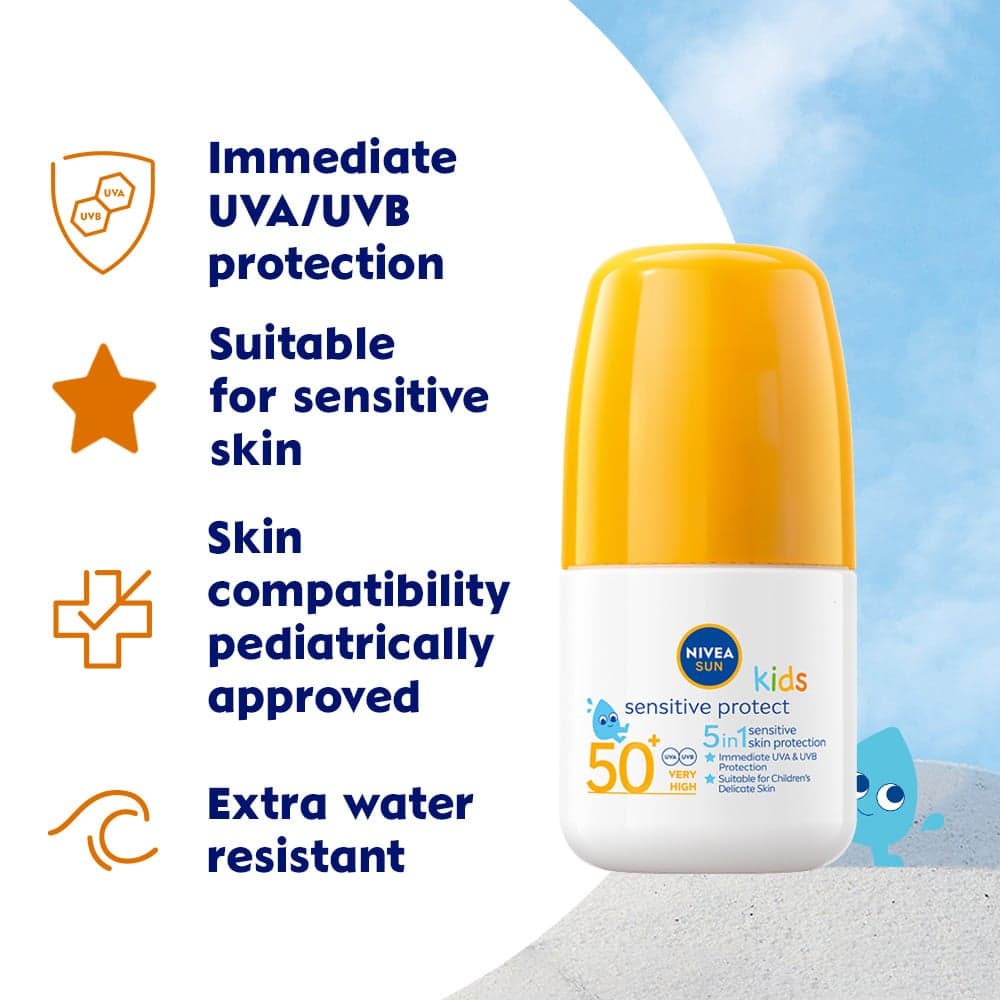 NIVEA SUN Kids Sensitive Sun Roll On SPF50+ 50 ml - produktbild 2