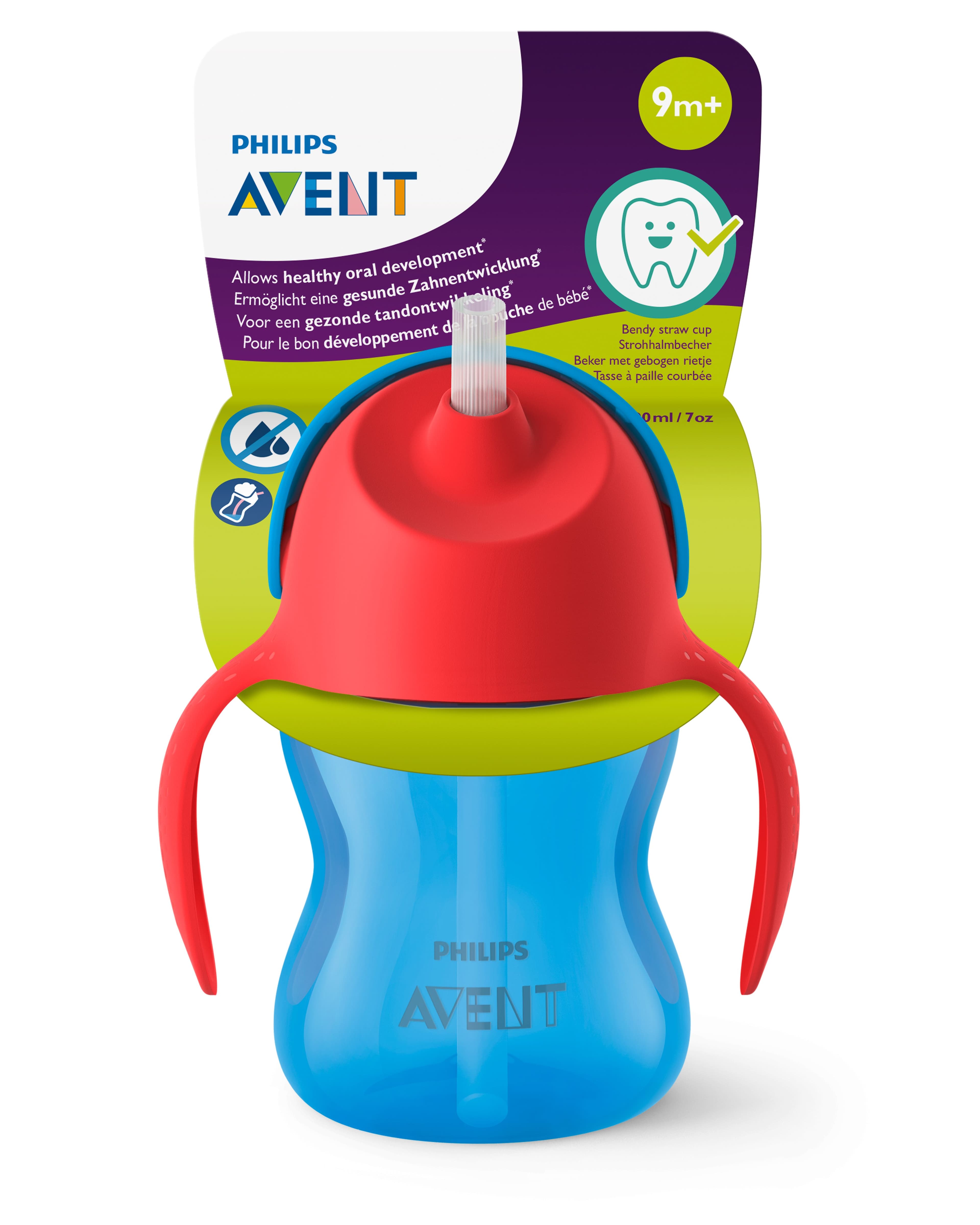 Philips Avent Sugrörsmugg 9 m+ Blå/Röd 200 ml - produktbild 3