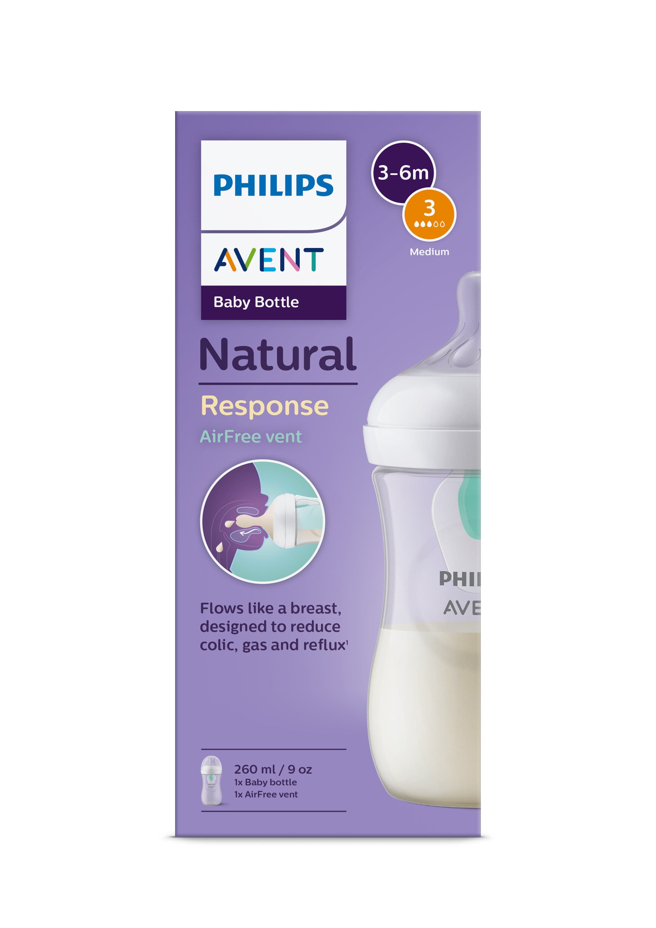 Philips Avent Natural Response Flaska 260 ml + AirFree Vent - produktbild 2