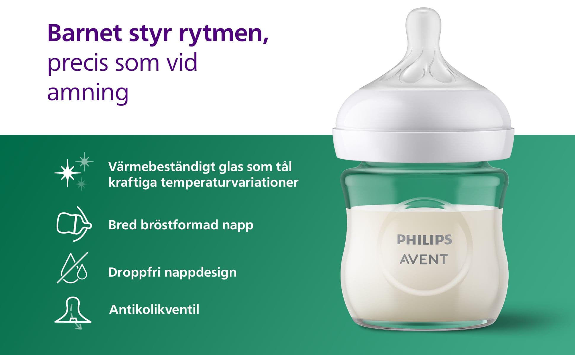 Philips Avent Natural Response Glasflaska 240 ml - produktbild 3