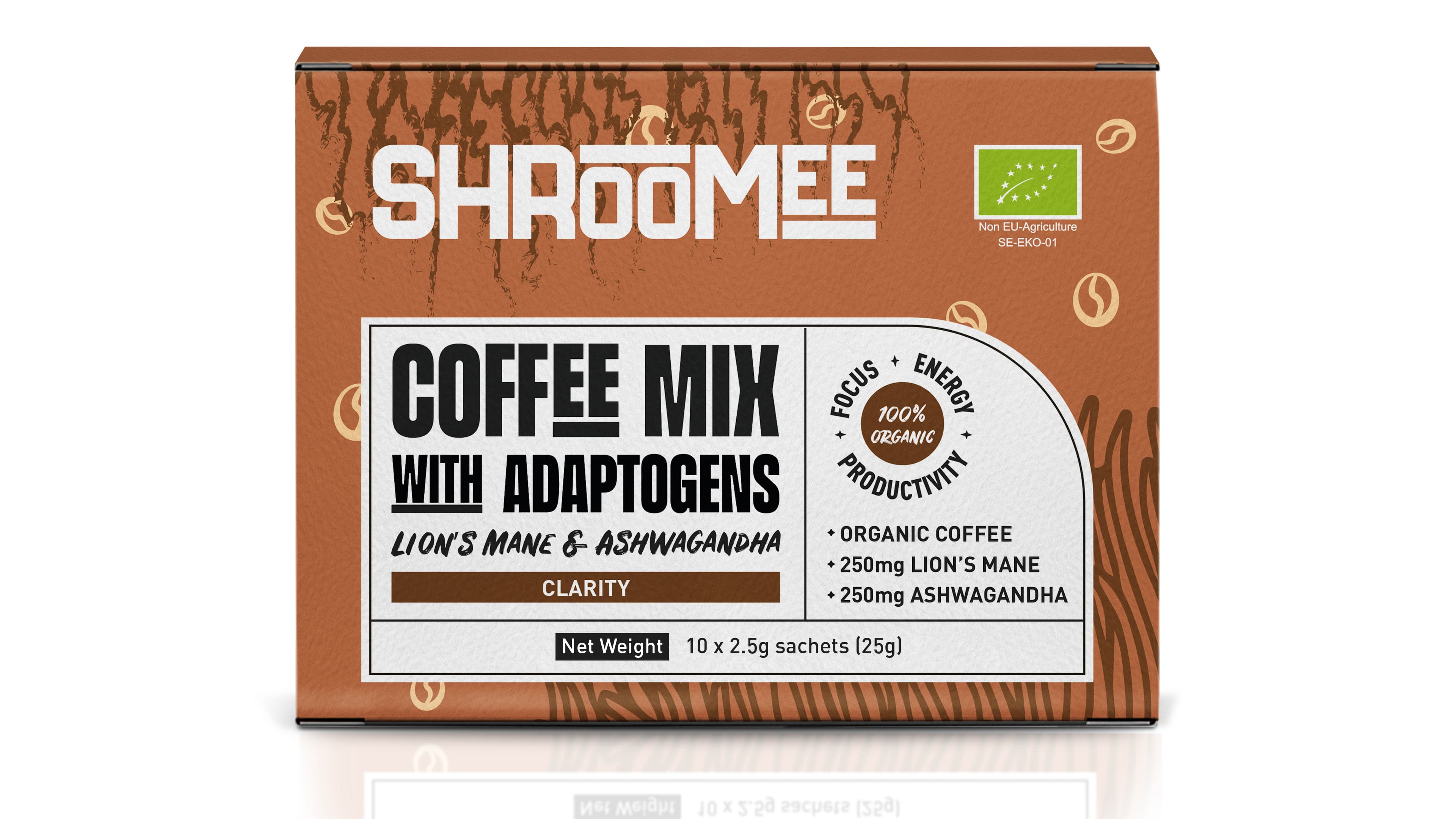 The Organic Labs Shroomee Svampkaffe Clarity med Lion’s Mane & Ashwagandha 10 x 2,5 g