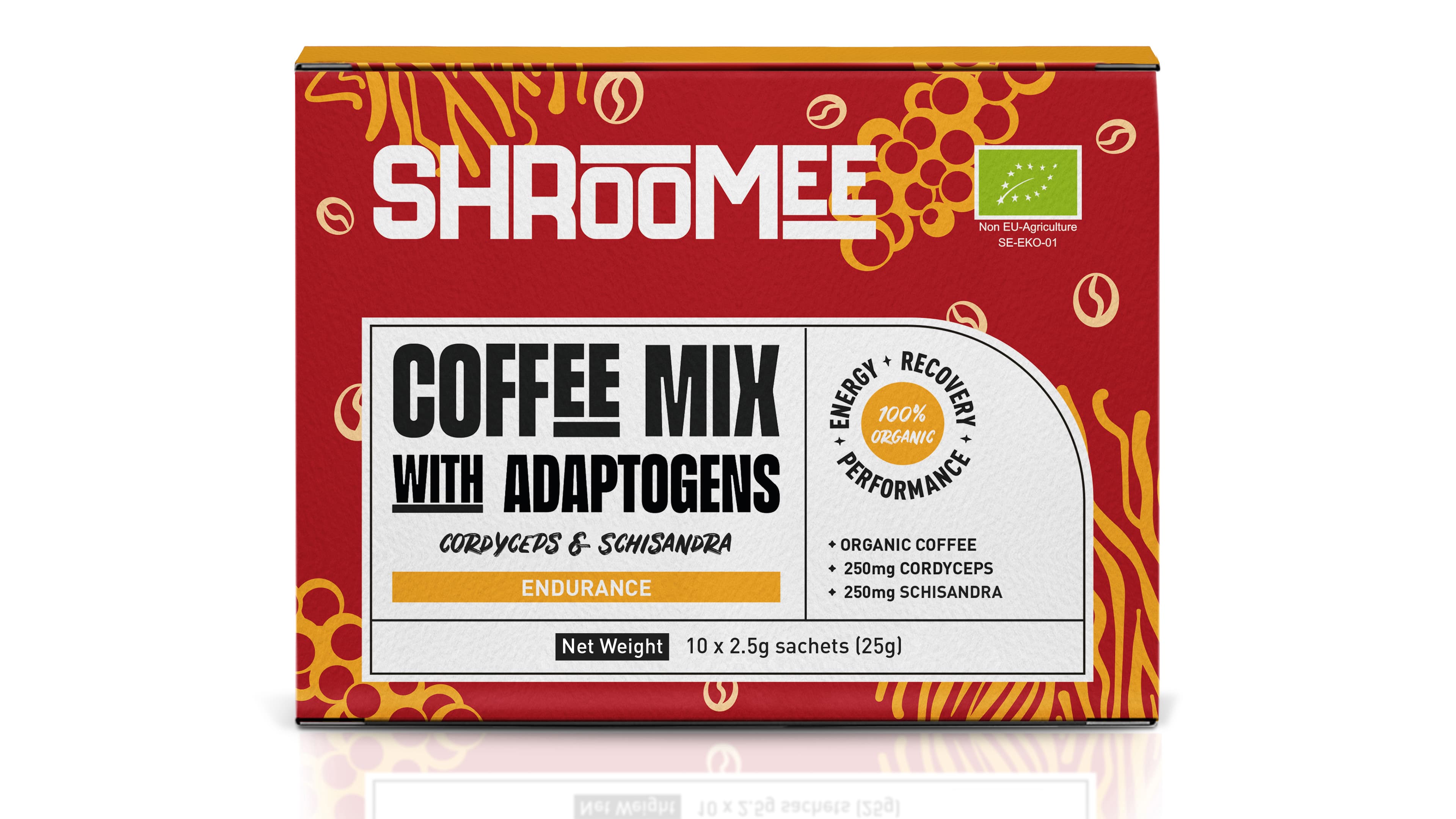 The Organic Labs Shroomee Svampkaffe Endurance med Cordyceps & Schisandra 10 x 2,5 g