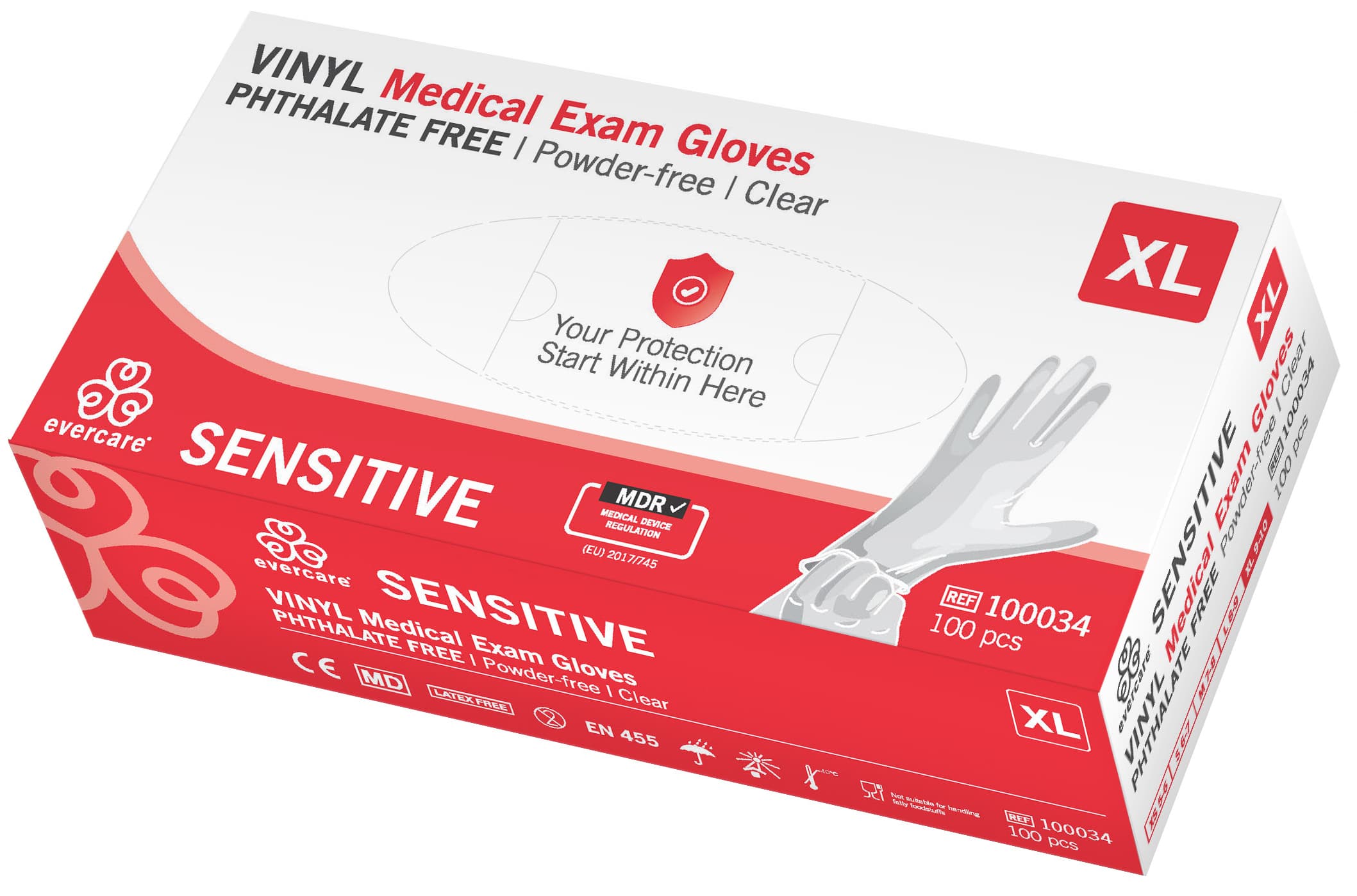 Evercare Vinylhandskar XL 100 st