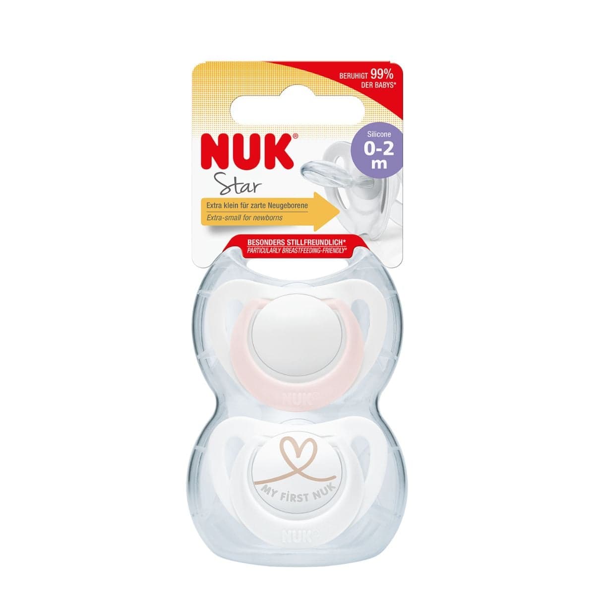 NUK Star Silikon 0-2 mån Pink 2 st - produktbild 2