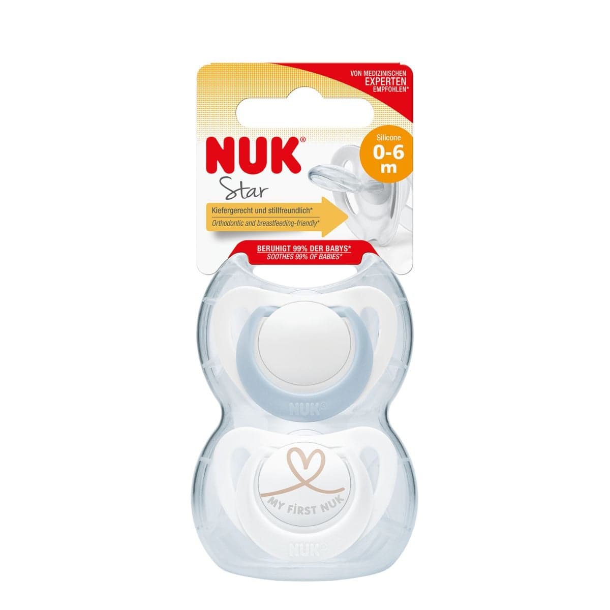 NUK Star Silikon 0-6 mån Blue 2 st - produktbild 2