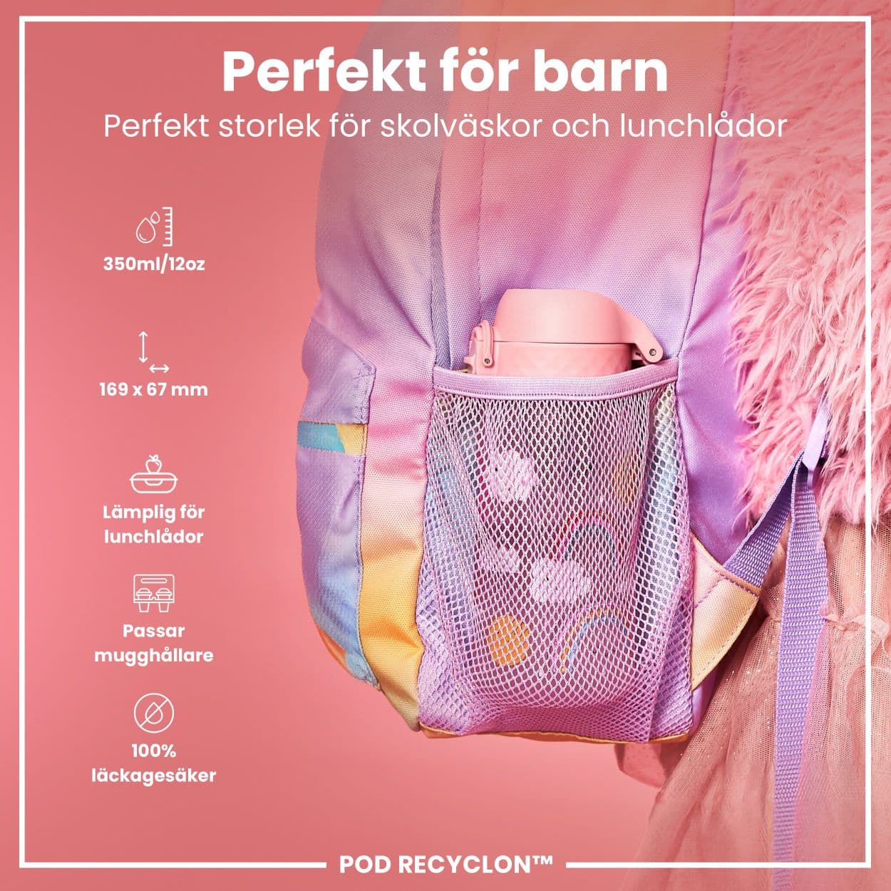 ION8 Vattenflaska För Barn Regnbågar 350 ml 2