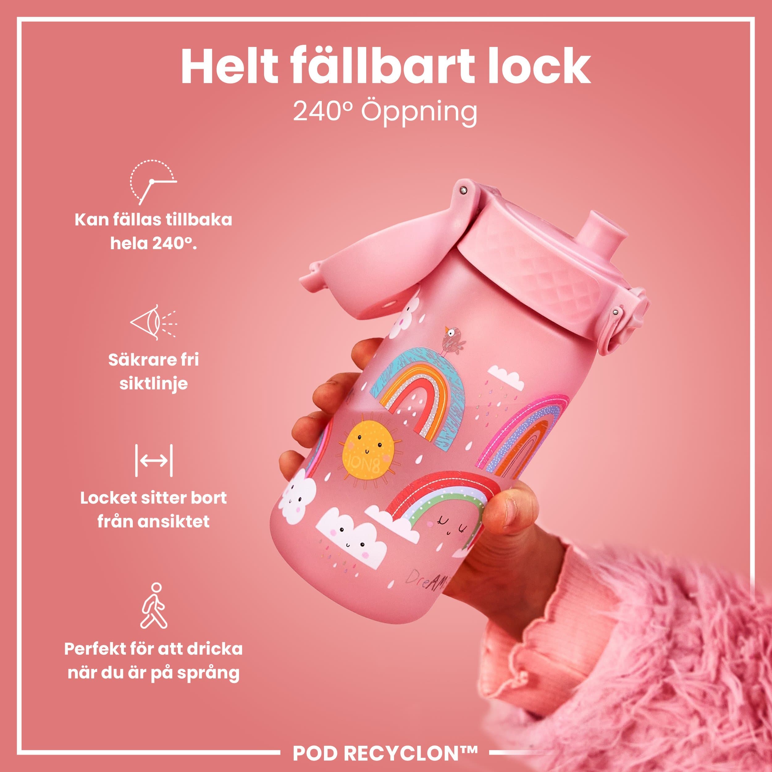 ION8 Vattenflaska För Barn Regnbågar 350 ml 4