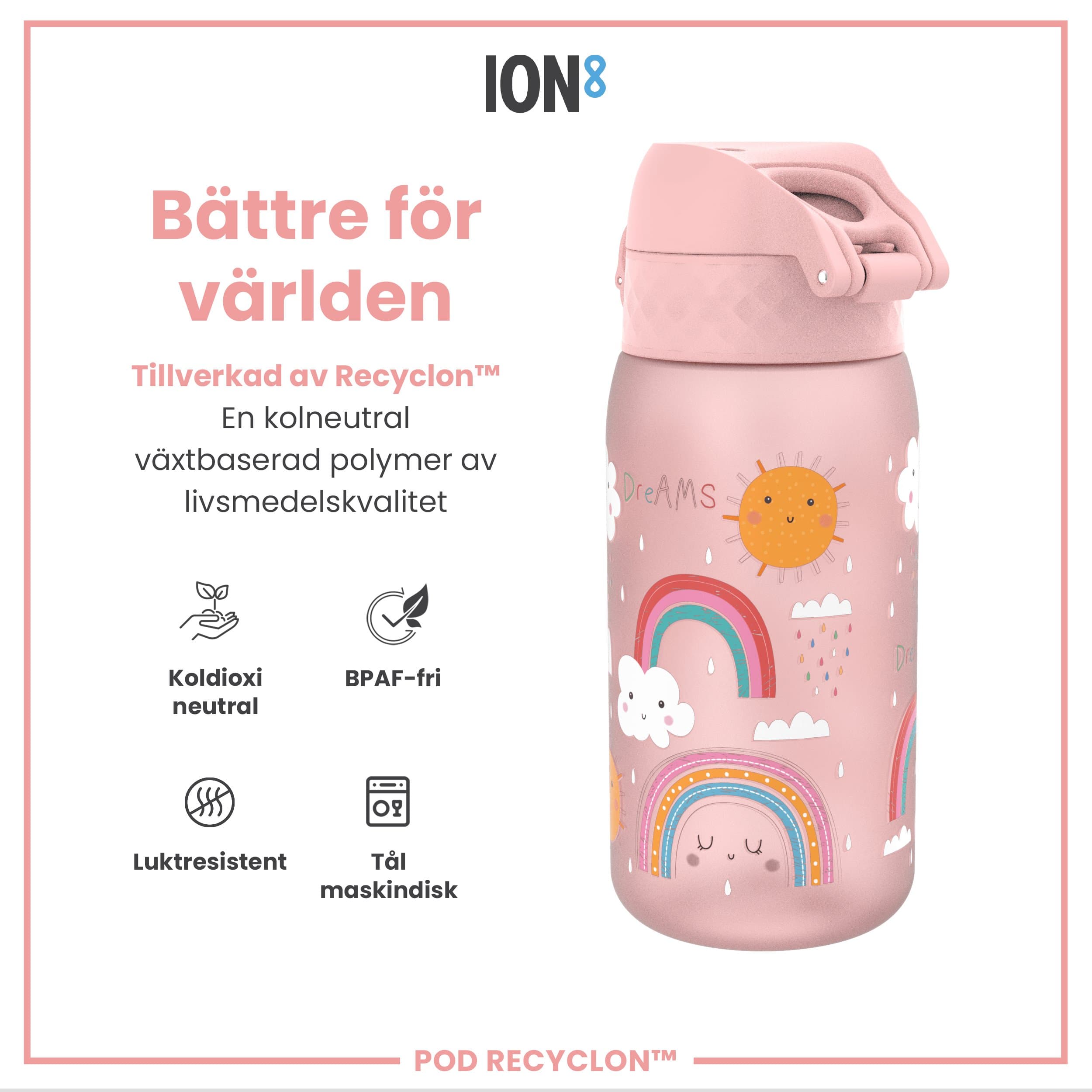 ION8 Vattenflaska För Barn Regnbågar 350 ml 5