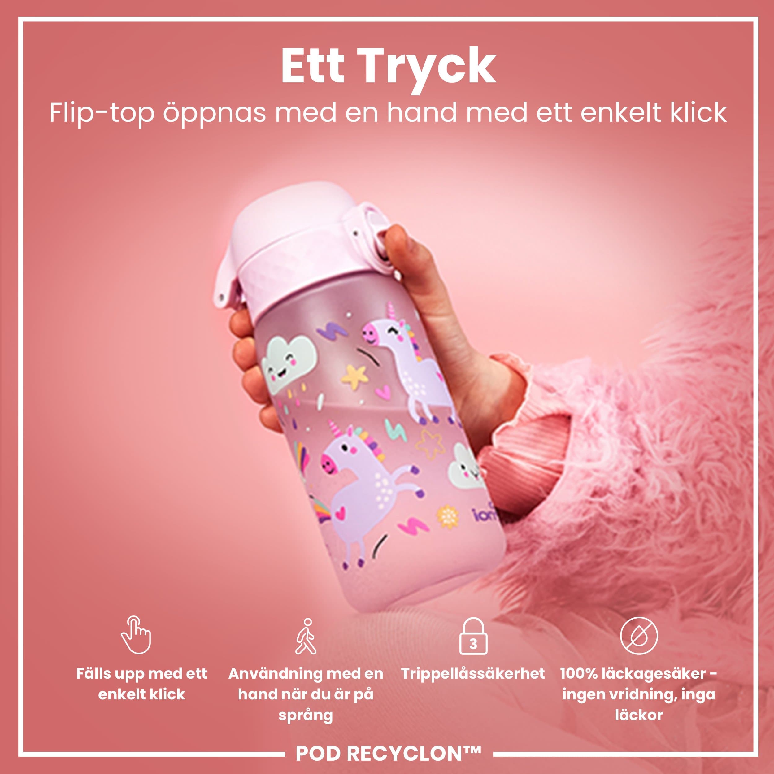 ION8 Vattenflaska För Barn Rosa Enhörningar 350 ml 3