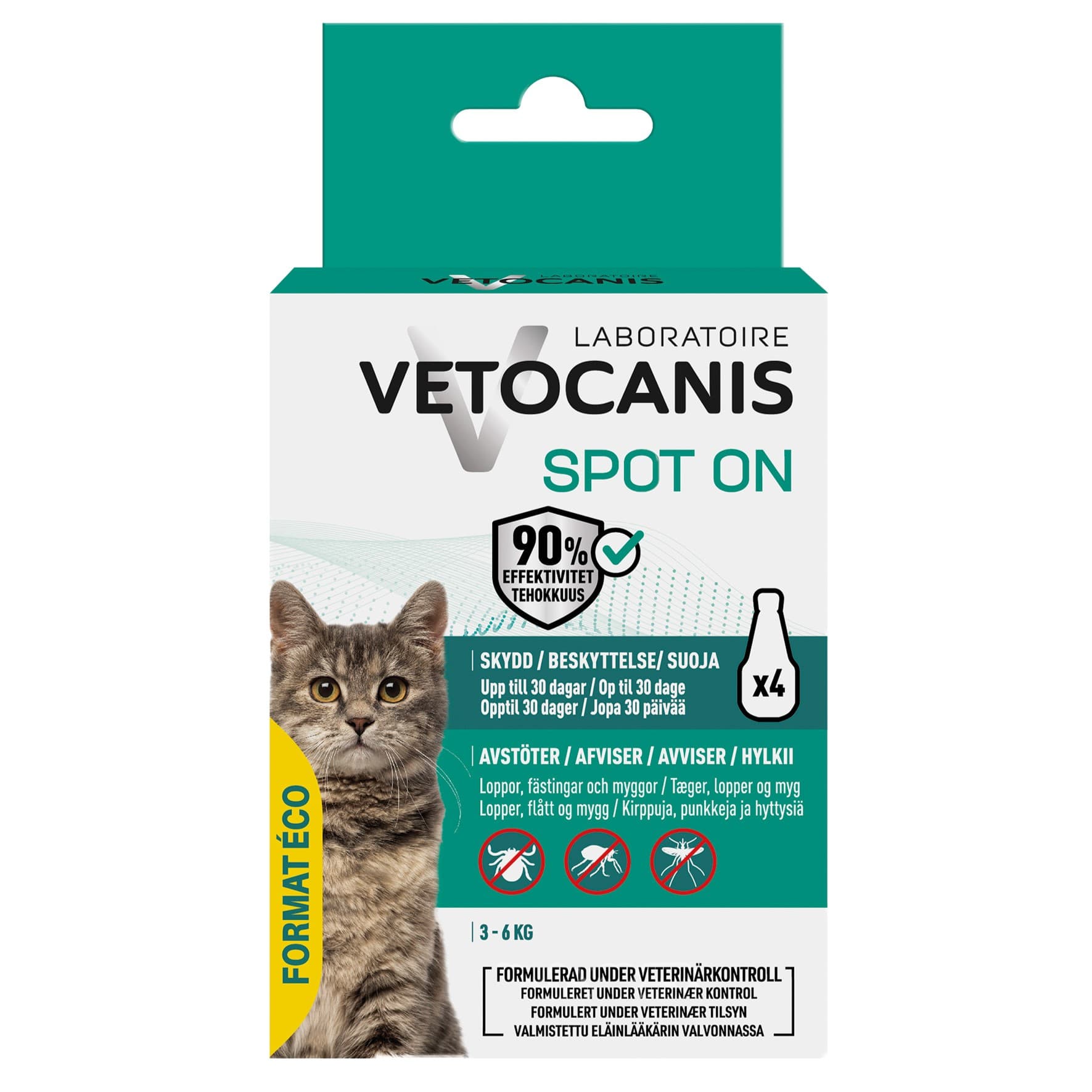 Vetocanis Anti-parasit Spot on Katt 4 x 1,2 ml