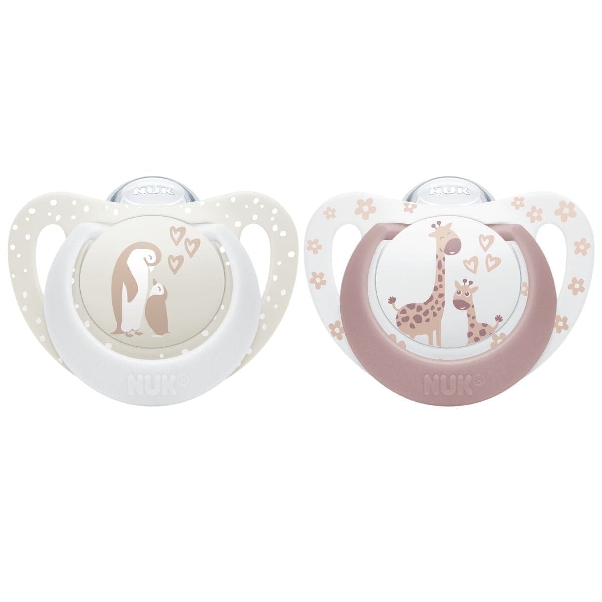 NUK First Choice Silicone 0-6M Penguin/Giraffe 2-pack