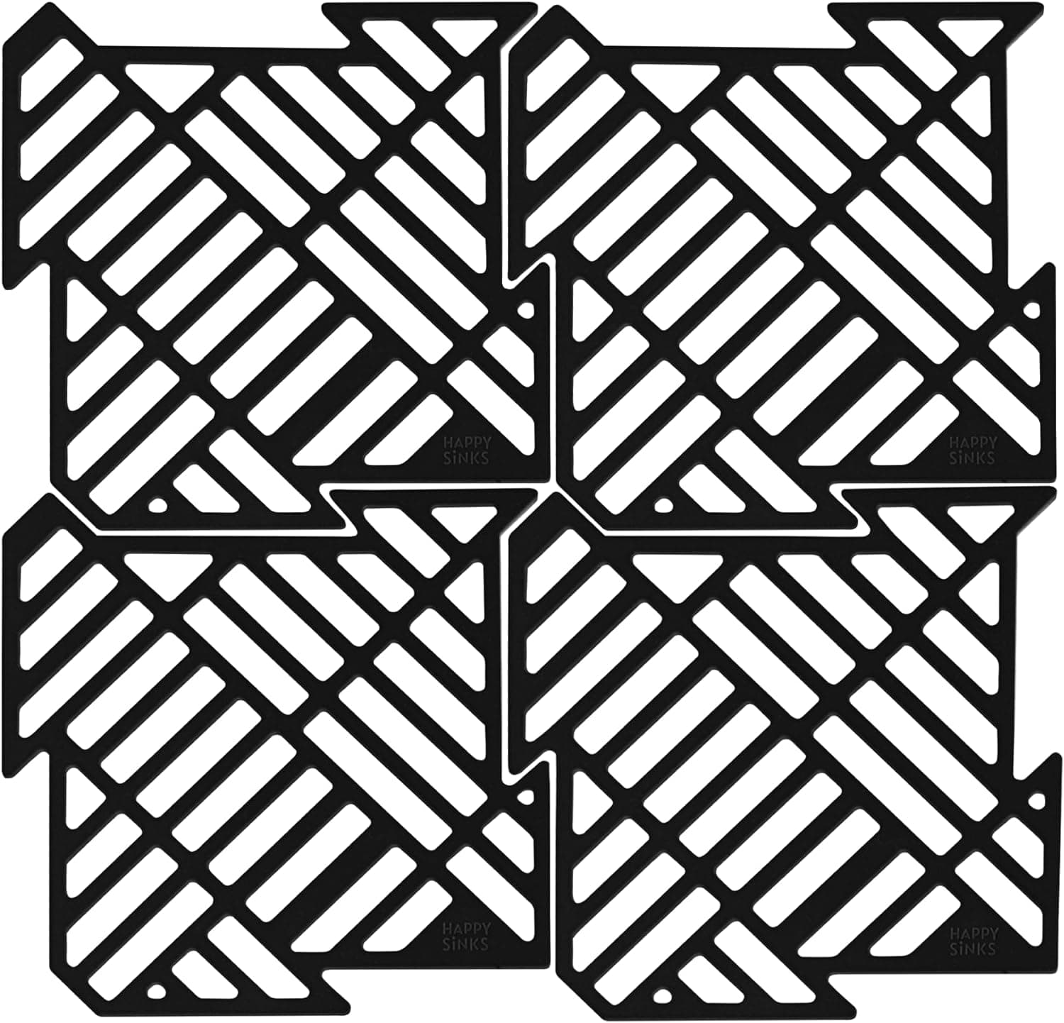 Happy Sinks Sink Mat Set Black 4 st