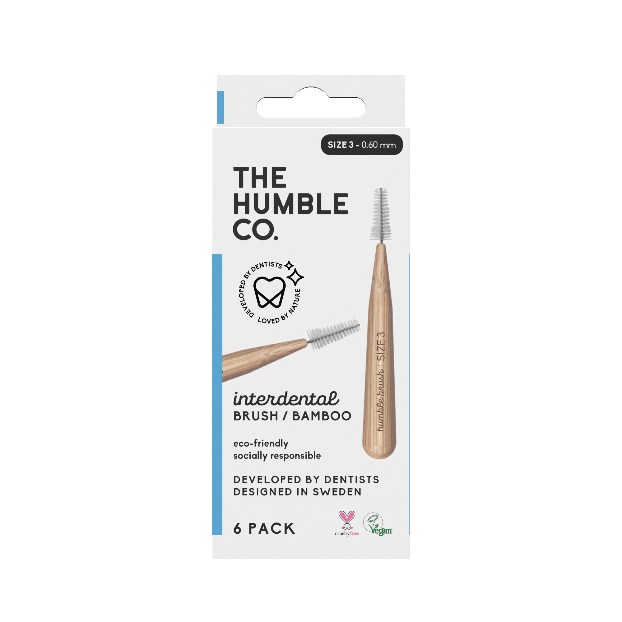 Humble Bambu Mellanrumsborste Blå 0,6 mm 6 st