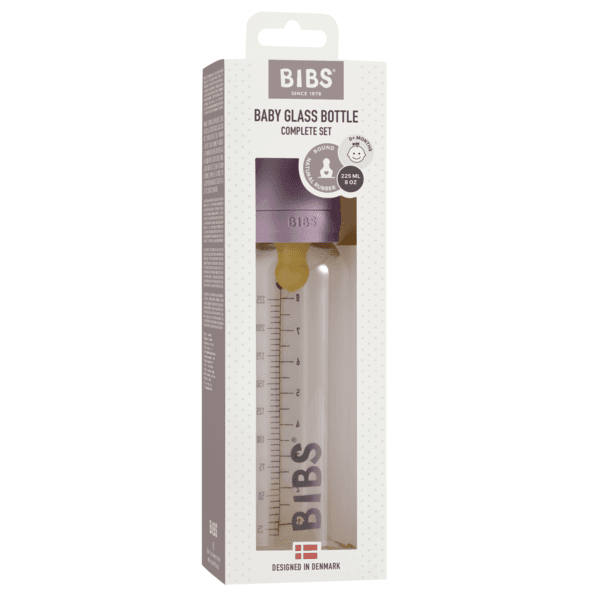 BIBS Baby Glass Bottle Complete Set Latex Mauve 225 ml - produktbild 2