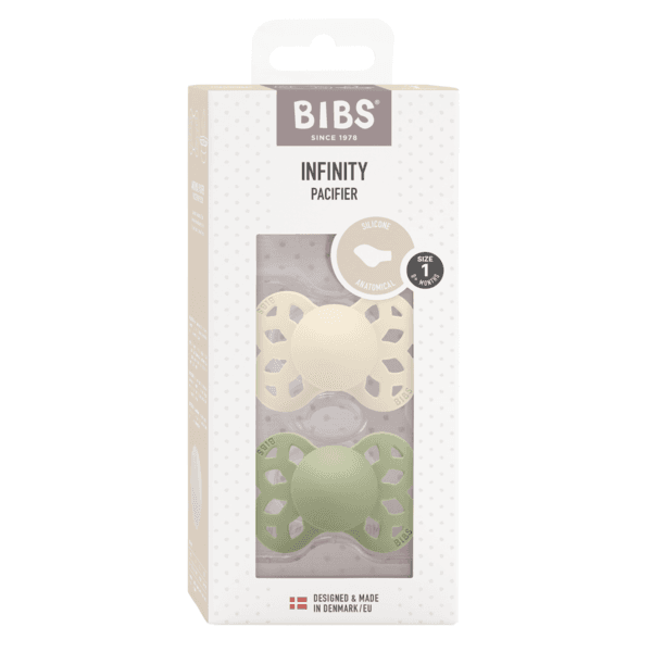 BIBS Infinity Silicone Anatomical Size 1 Ivory/Sage 2-pack - produktbild 2