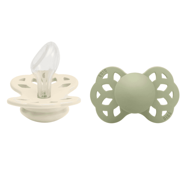 BIBS Infinity Silicone Anatomical Size 2 Ivory/Sage 2-pack