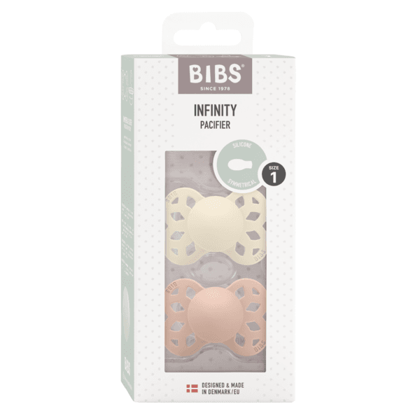 BIBS Infinity Silicone Symmetrical Size 1 Ivory/Blush 2-pack - produktbild 2