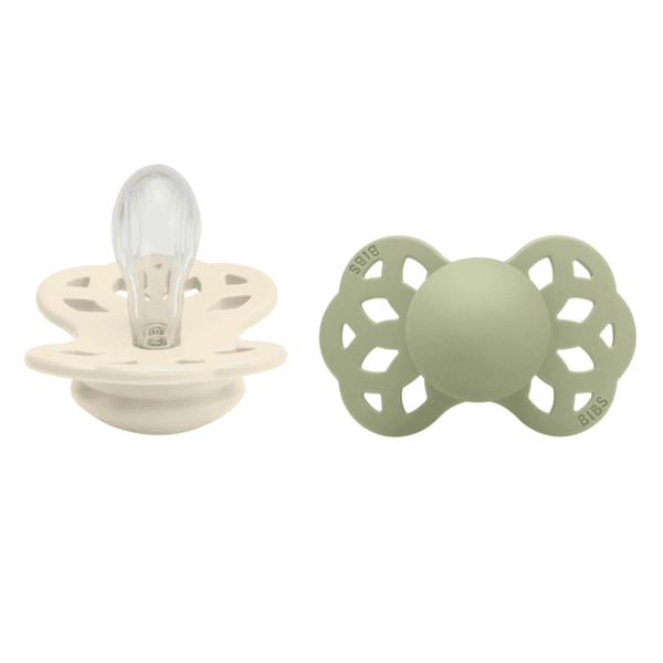 BIBS Infinity Silicone Symmetrical Size 1 Ivory/Sage 2-pack