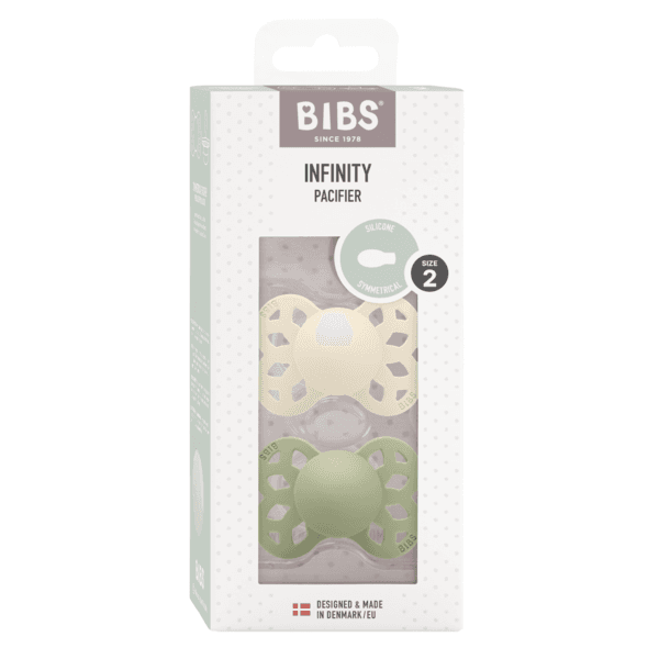 BIBS Infinity Silicone Symmetrical Size 2 Ivory/Sage 2-pack - produktbild 2