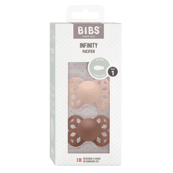BIBS Infinity Silicone Symmetrical Size 1 Blush/Woodchuck 2-pack - produktbild 2