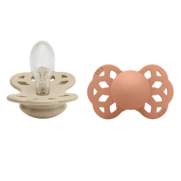 BIBS Infinity Silicone Symmetrical Size 2 Vanilla/Peach 2-pack