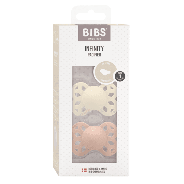 BIBS Infinity Silicone Anatomical Size 1 Ivory/Blush 2-pack - produktbild 2
