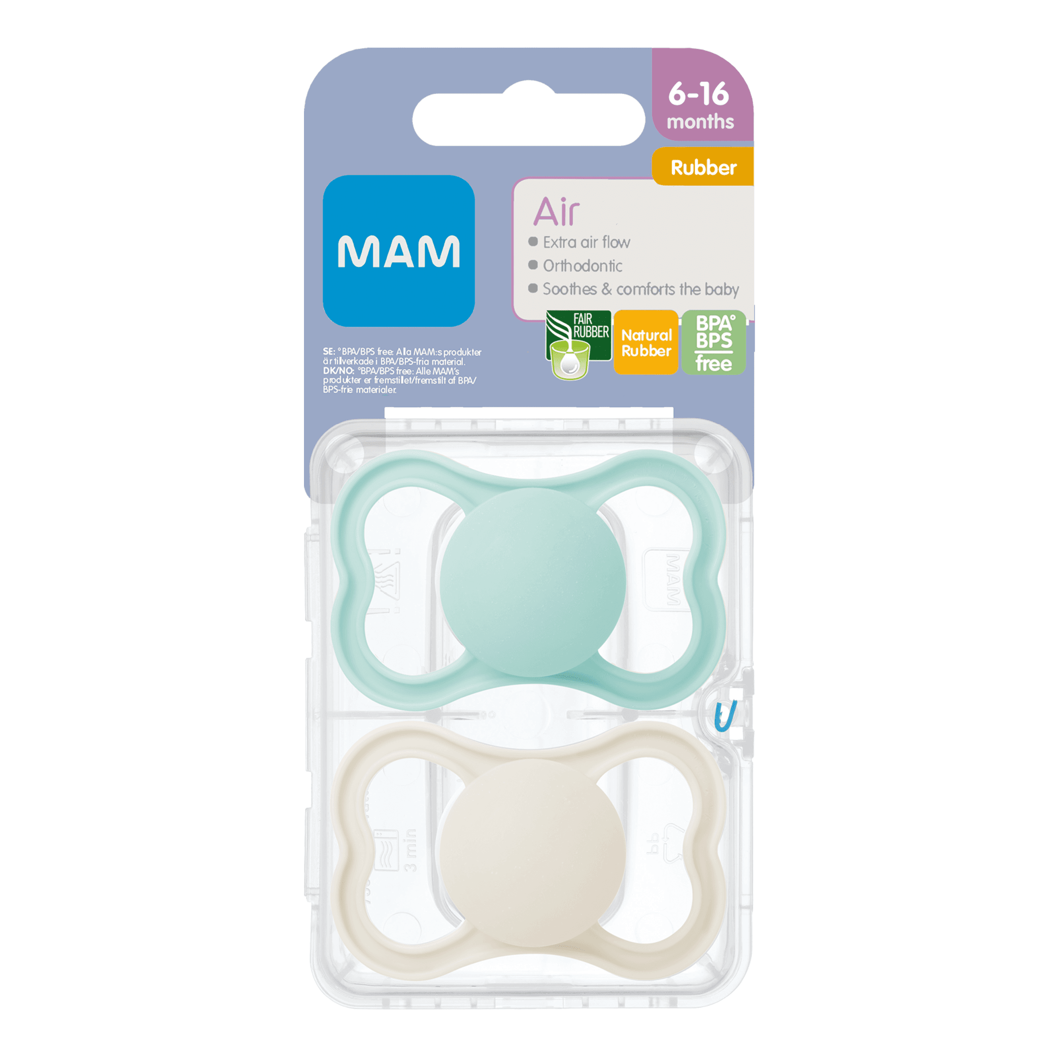 MAM Air Natural Rubber Neutral 6-16m 2-pack - produktbild 2