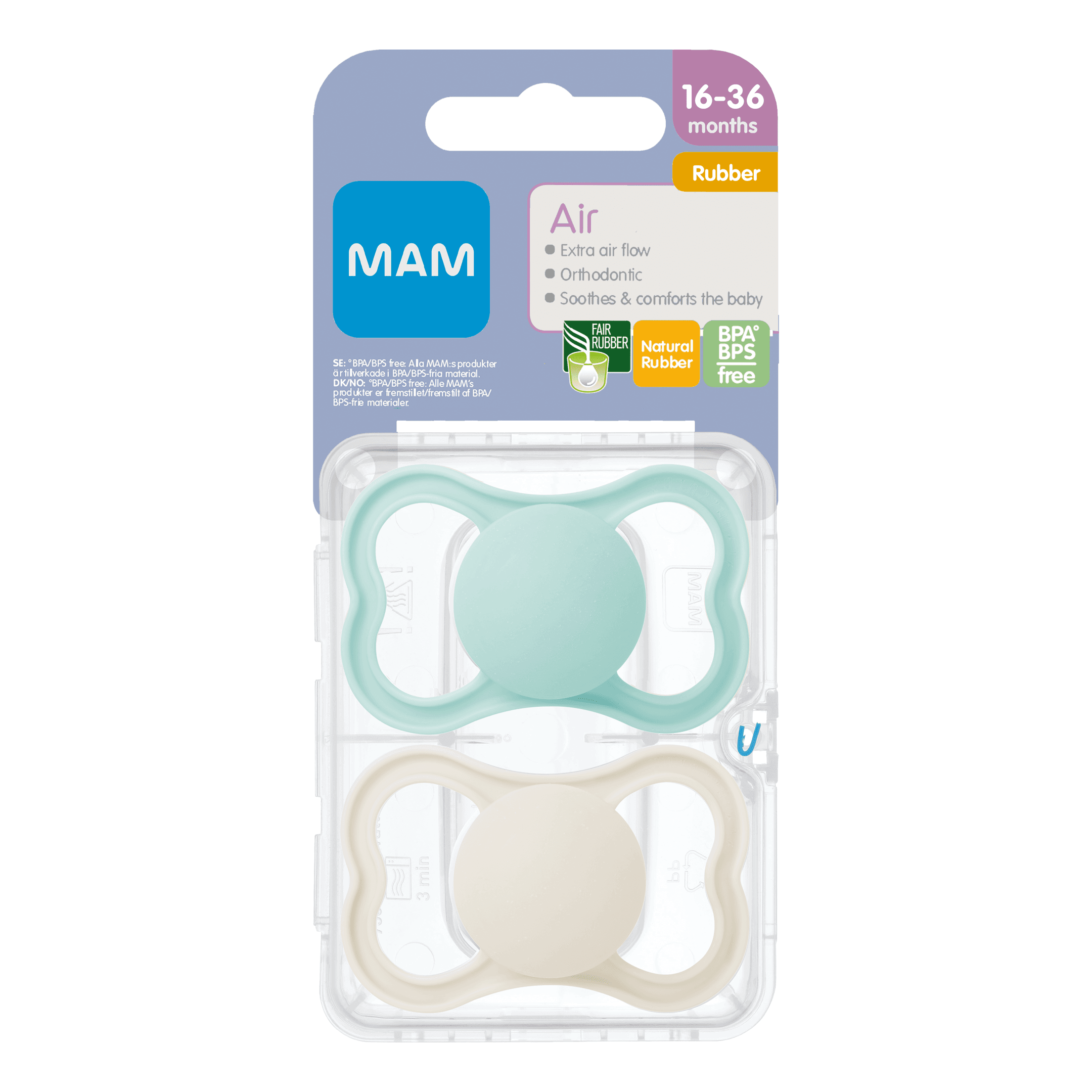 MAM Air Natural Rubber Neutral 16-36m 2-pack - produktbild 2