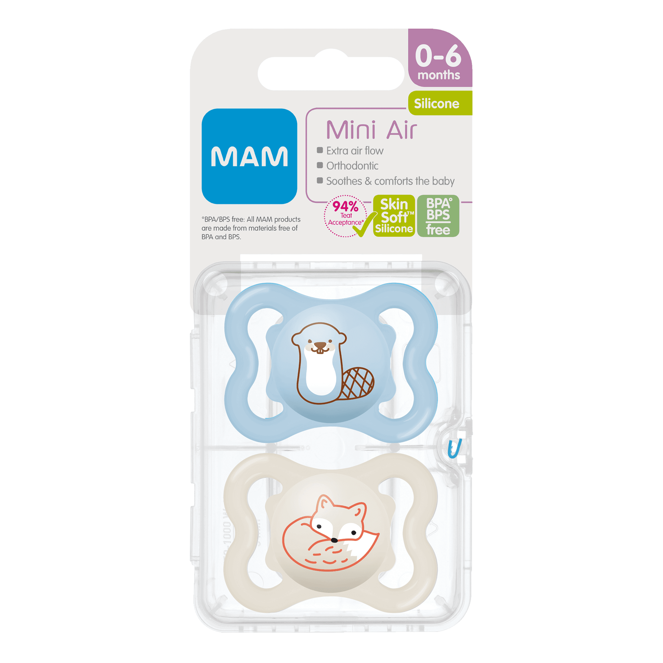 MAM Air Silicone Blue 0-6m 2-pack - produktbild 2