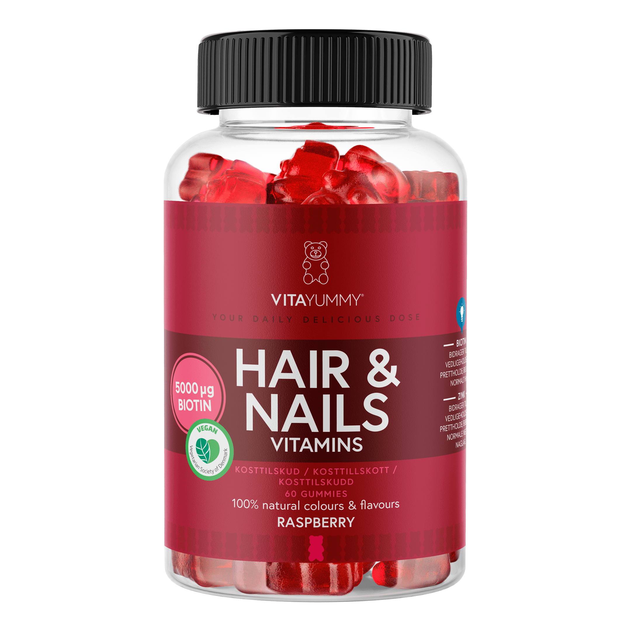 VitaYummy Hair & Nails Raspberry 60 gummies