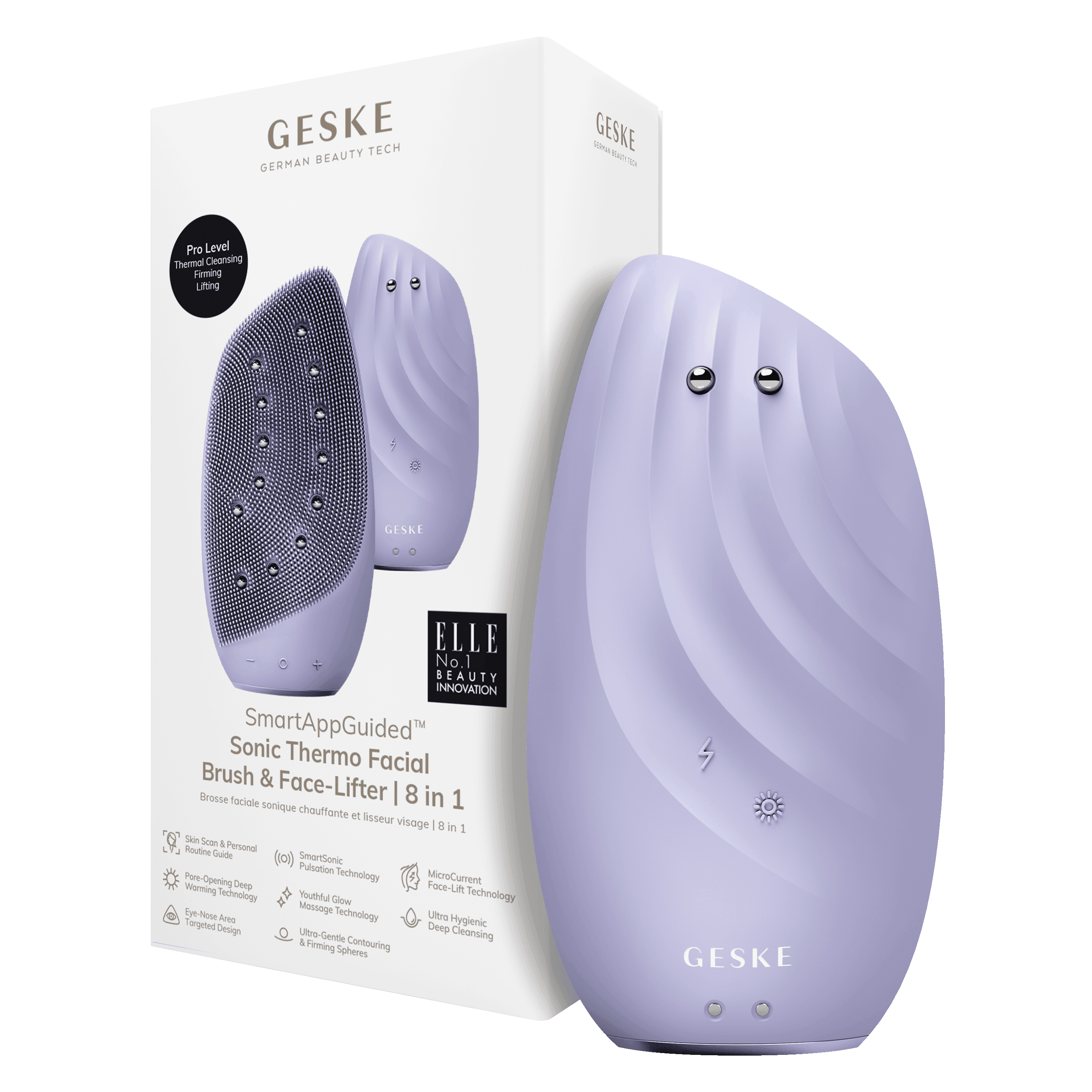 GESKE Sonic Thermo Facial Brush & Face-Lifter 8 in 1 Purple 2