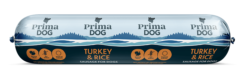 PrimaDog Korv Kalkon & Ris 800 g