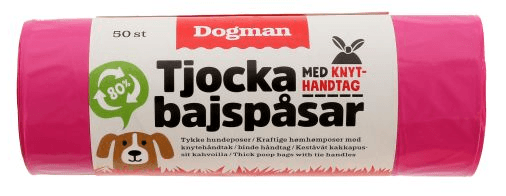 Dogman Rosa Bajspåsar med Knythandtag 50-pack